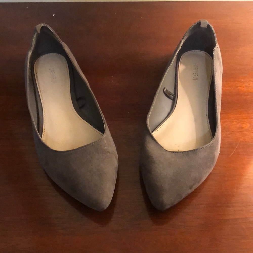 Taupe Pointed Toe Flats Size 5.5
